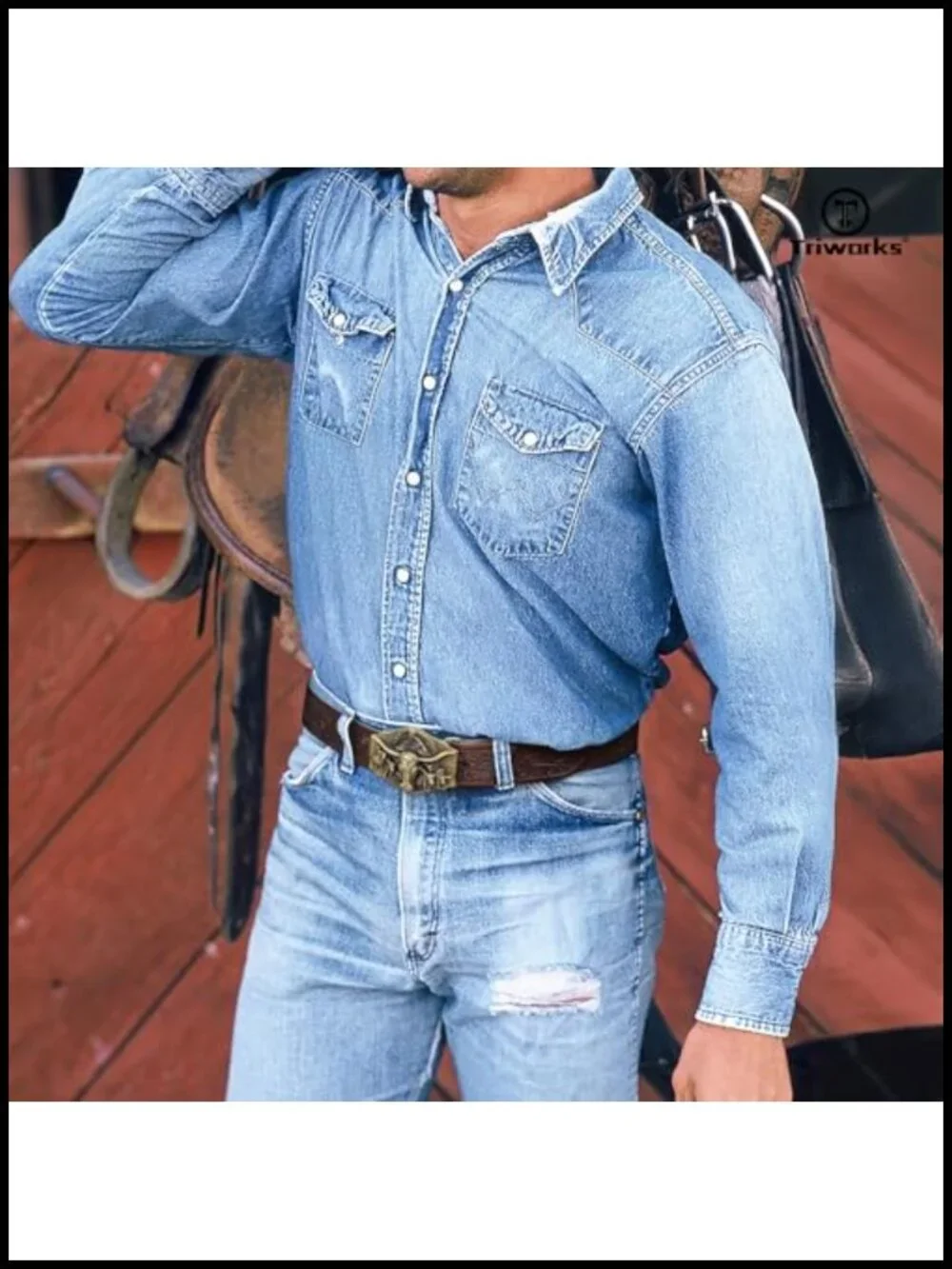 Western Leather Belt for Men Adjustable Removable Buckle Cowboy Belt